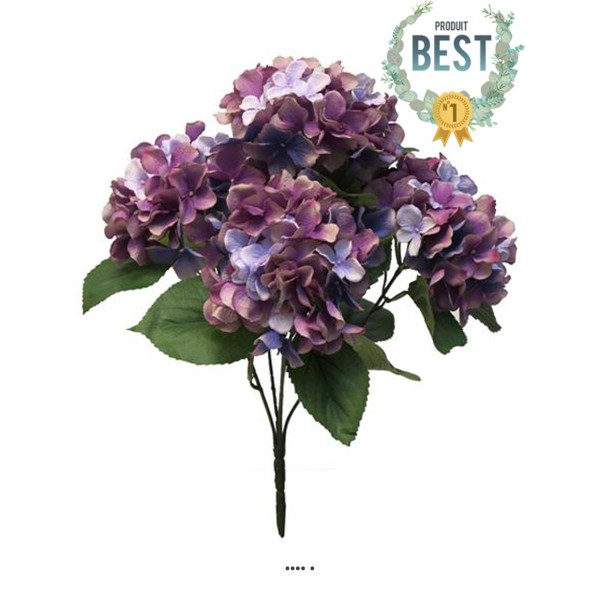 Bouquet d’Hortensia artificiel en branche, H45 cm, Mauve violet - BEST - Photo n°1