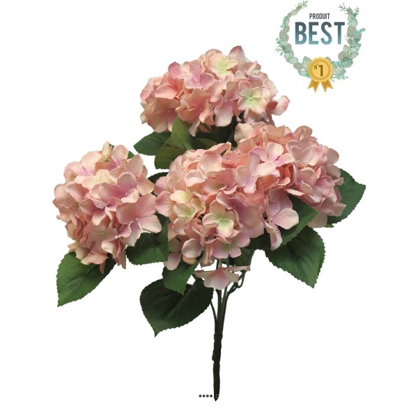 Bouquet d’Hortensia artificiel en branche, H 45 cm Rose - BEST - Photo n°1