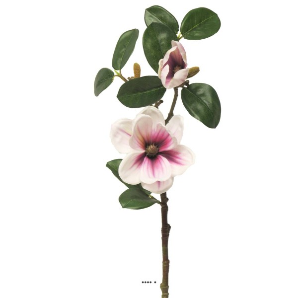 Magnolia du Japon artificiel en tige, H 51 cm Pourpre-blanc - BEST - Photo n°2