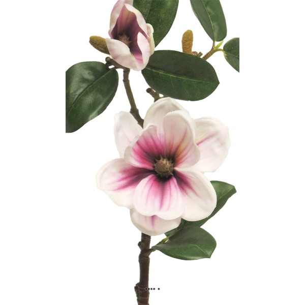 Magnolia du Japon artificiel en tige, H 51 cm Pourpre-blanc - BEST - Photo n°3