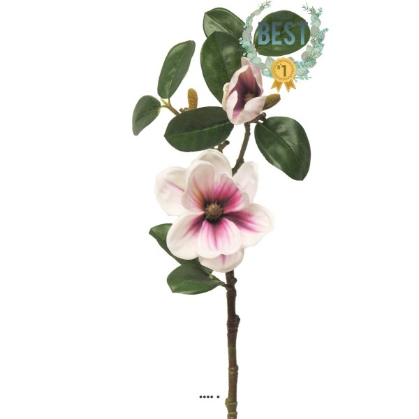 Magnolia du Japon artificiel en tige, H 51 cm Pourpre-blanc - BEST - Photo n°1