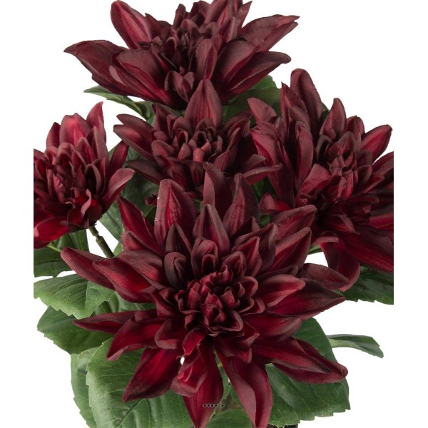 Dalhia commun artificiel en pot, 5 fleurs, H 30 cm Pourpre - Photo n°3
