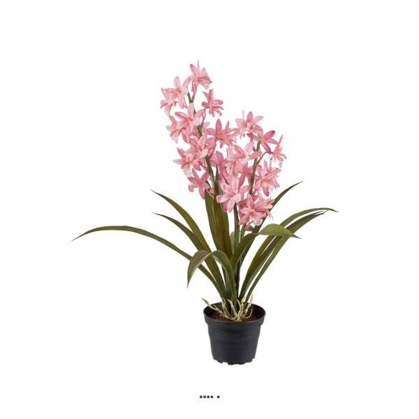 Orchidée cymbidium artificielle en pot, H 45 cm Rose - Photo n°1