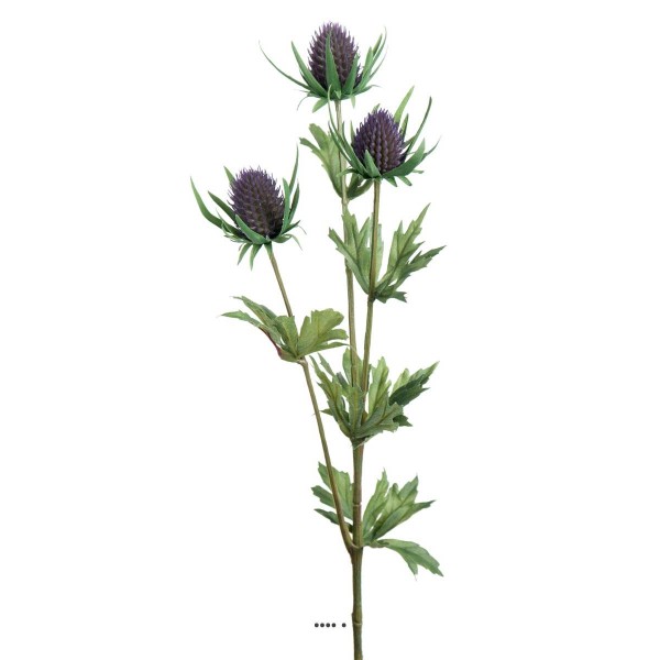 Chardon fleur factice 3fleurs 3ramures joli et rare H65cm Mauve violet - Photo n°1