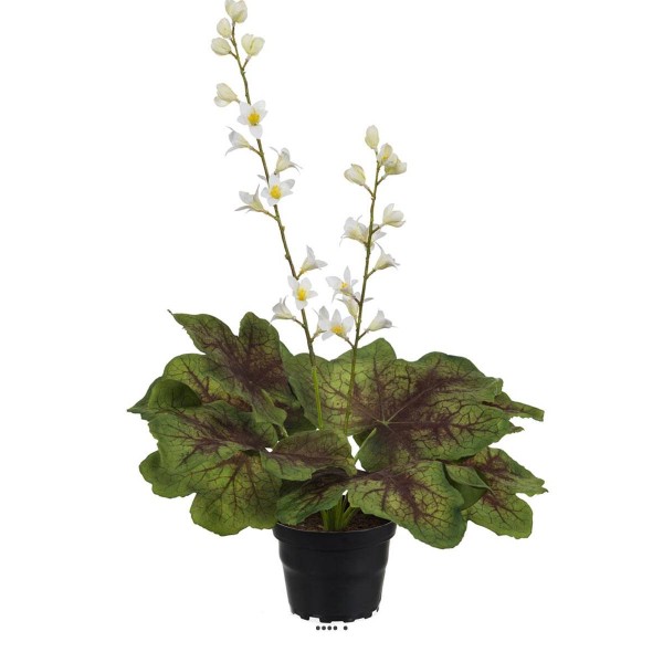 Heuchères fleuries artificielles en pot, H 45 cm D 27 cm Crème - Photo n°1