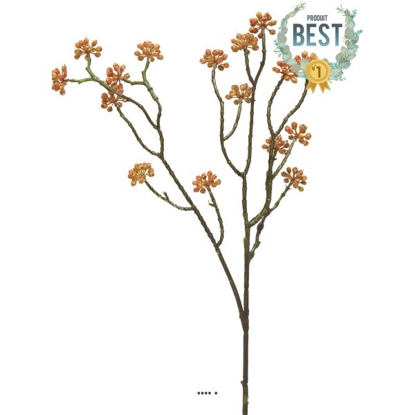 Minis fleurs colorées artificielles en branche, H 58 cm Orange - BEST - Photo n°1