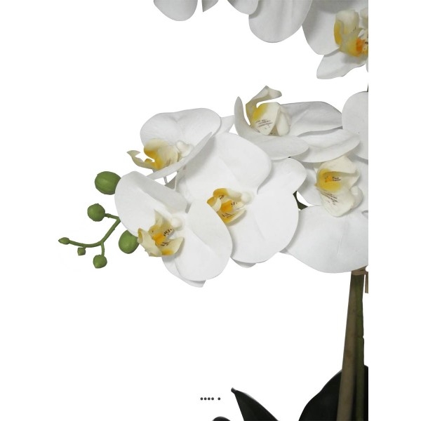 Orchidée phalaenopsis faux 2hampes 14fleurons en pot H60cm D20cm Crème - Photo n°2
