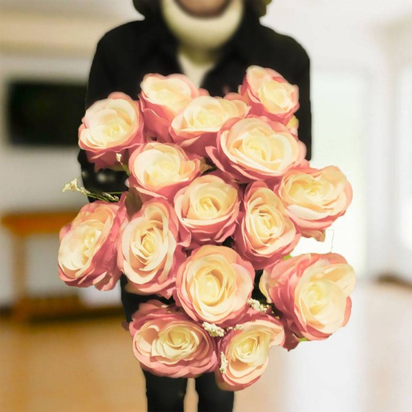 Bouquet de 15 roses artificielles parfumées Saint Valentin Sentiment H 70 cm - Photo n°3