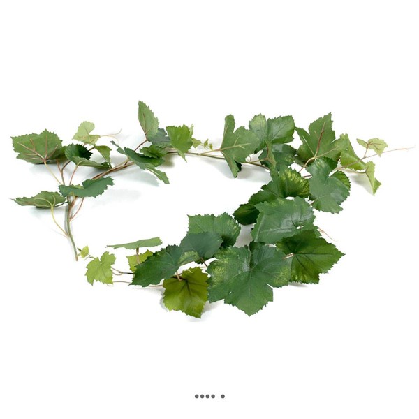 Guirlande de vigne artificielle L 118 cm 34 feuilles en tissu enduit Vert - Photo n°2