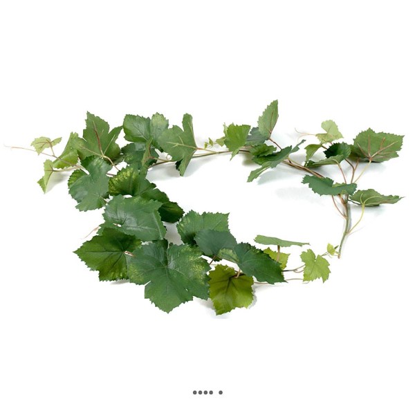 Guirlande de vigne artificielle L 118 cm 34 feuilles en tissu enduit Vert - Photo n°1