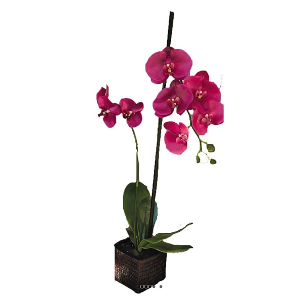 Sublime orchidée artificielle en pot H 75 cm Rose fushia - Photo n°2