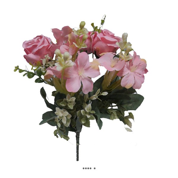 Bouquet de mini fleurs artificielles et roses H 33 cm Rose - Photo n°2