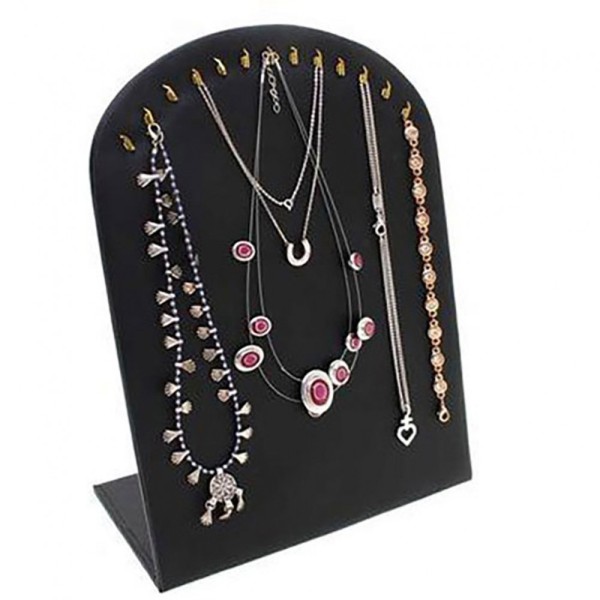 Porte bijoux support colliers chaine simili cuir h 31 cm (13 colliers) Noir - Photo n°1