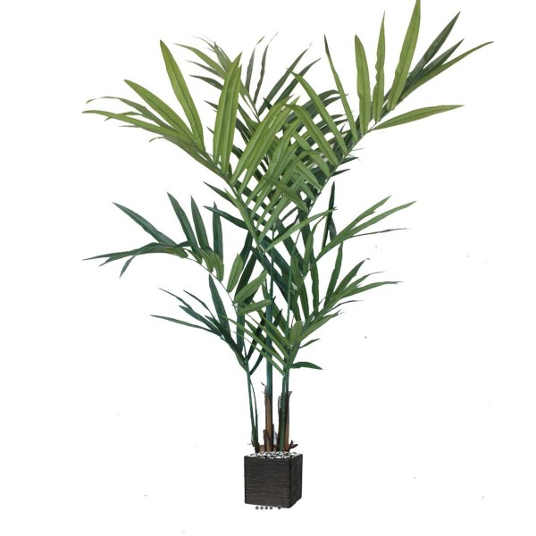 Palmier kentia artificiel en pot 12 palmes H 210 cm en kit Vert - Photo n°1