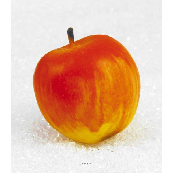 Pomme artificielle Jaune rouge X 3 Plastique soufflé D 80 mm - Photo n°1