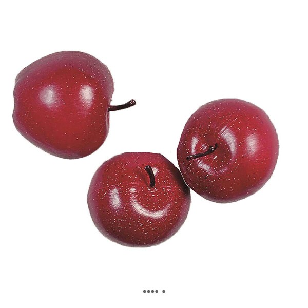 Pomme artificielle moyenne Rouge X 3 en Plastique soufflé H 65x75 mm - Photo n°1