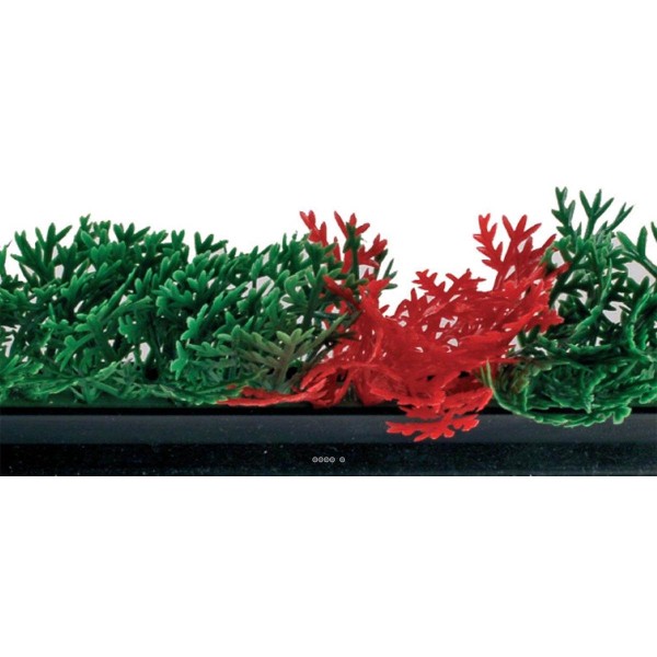 Separateur barrette Feuillage plastique Cypres Vert-Rouge H 9,50 cm L 75 cm socle Noir H 5,5 cm - Photo n°1