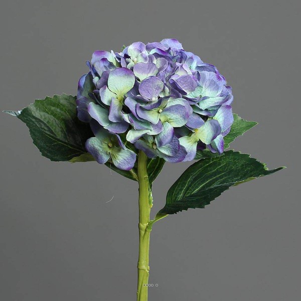 Hortensia artificiel en tige 1 tête 3 feuilles H 50 cm Top Paon - Photo n°1