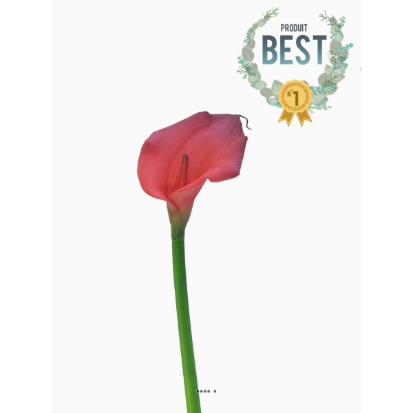 Arum calla artificiel, fleur toucher réel, H 55 cm, Rouge - BEST - Photo n°1