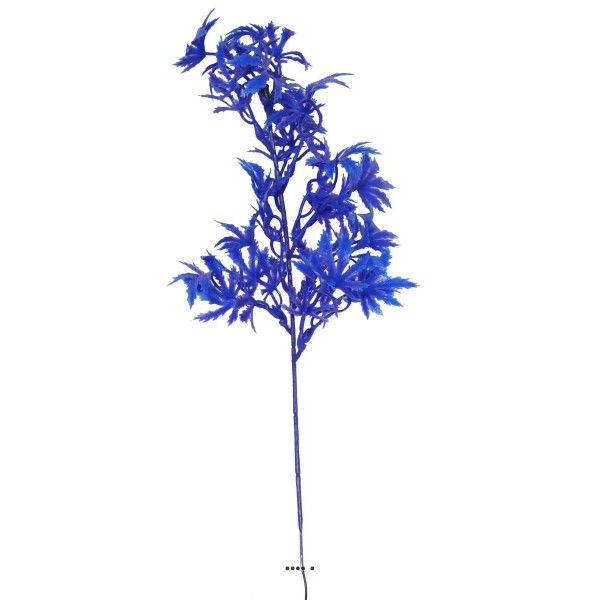 Branche de feuilles de Papaye factice H35cm plastique ext Bleu royal - Photo n°1