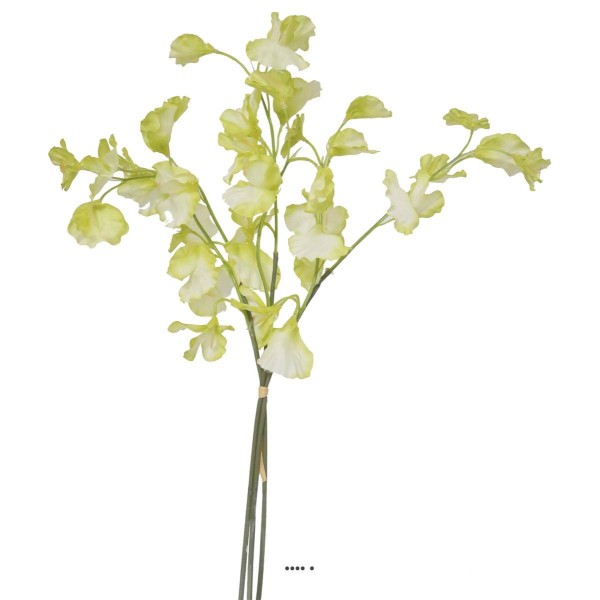 Pois de senteur fleur artificielle en 3 branches H 50 cm Crème vert - Photo n°1