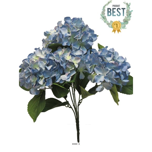 Bouquet d’Hortensia artificiel en branche, H 45 cm Bleu royal - BEST - Photo n°1