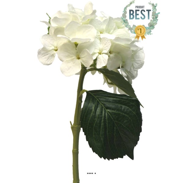 Hortensia artificiel en branche, H 48 cm Blanc neige - BEST - Photo n°1