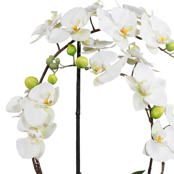 Orchidée factice 4 hampes en coupe céramique H60cm touché réel Crème - Photo n°3