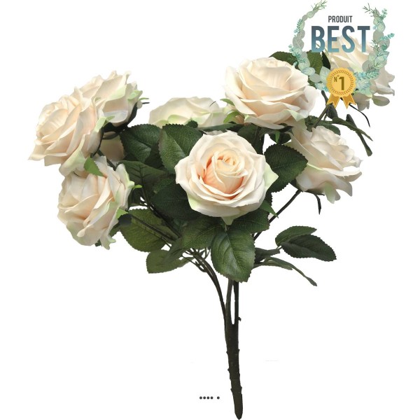 Bouquet de rose Paris artificielle, 10 têtes, H42 cm Rose-crème - BEST - Photo n°1