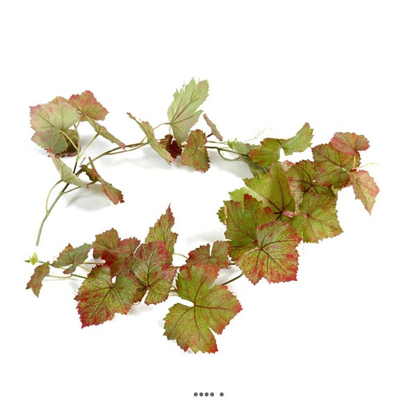 Guirlande de vigne artificielle L 118 cm 34 feuilles en tissu enduit Automne - Photo n°2