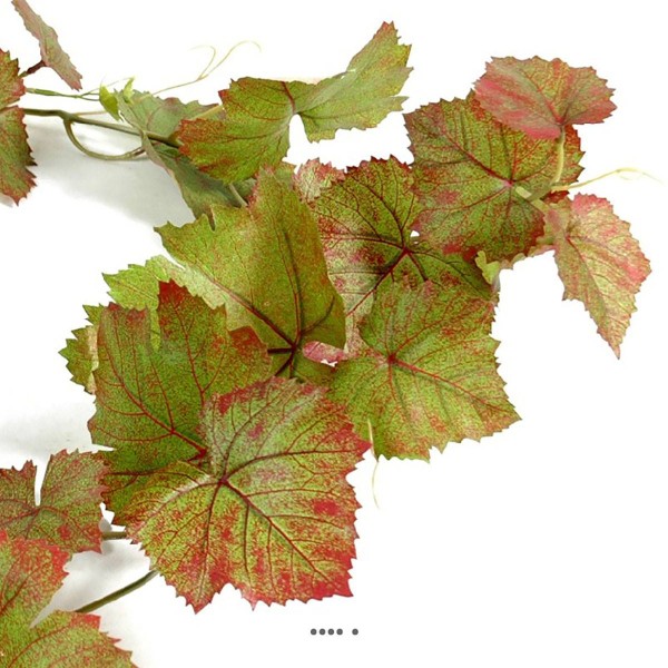 Guirlande de vigne artificielle L 118 cm 34 feuilles en tissu enduit Automne - Photo n°3