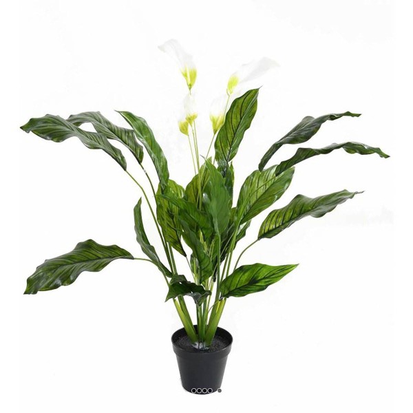 Spatiphyllum artificiel en pot anti-Uv extérieur H 90 cm 4 fleurs - Photo n°1