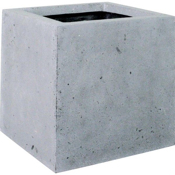 Bac en Polystone Roma Ext. Cube L 30x 30 x H 30 cm Gris ciment - Photo n°1