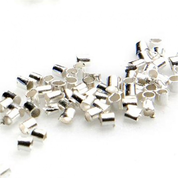 Accessoires création perles à écraser forme tube 1.5 mm 200 pièces Argenté - Photo n°1