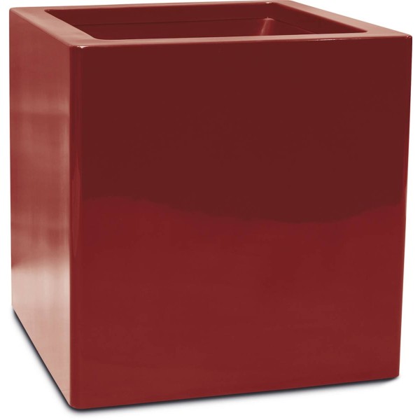 Bac fibres de verre gelcoat 50 x 50 cm H 50 cm Ext. cube rouge rubis - Photo n°1