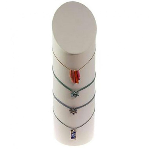 Porte bijoux presentoir collier colonne en simili cuir h 40 cm Ivoire - Photo n°1