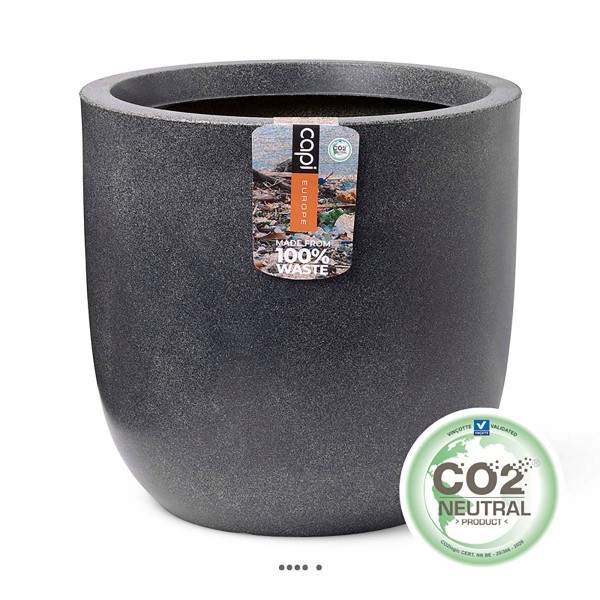Pot eggpot haute qualité synthétique recyclé effet pierres H 41 cm x D 43 cm Gris anthracite - Photo n°2