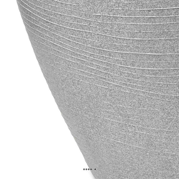 Pot évasé granite en plastique moderne H 25 x D 34 cm Gris clair - Photo n°3