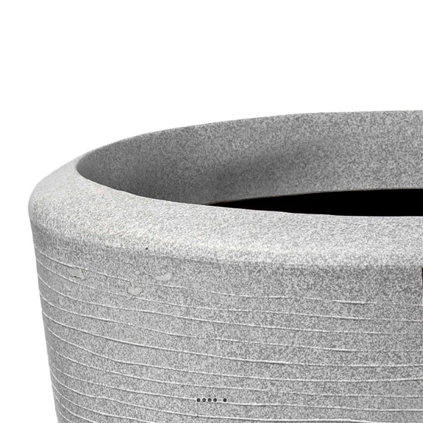 Pot évasé granite en plastique moderne H 48 x D 60 cm Gris clair - Photo n°3