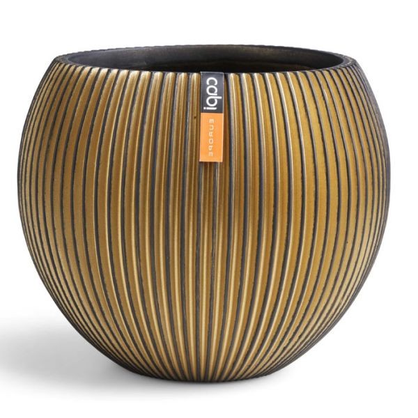 Pot forme boule Groove doré en fibres synthétiques H 51 cm x D 63 cm - Photo n°1