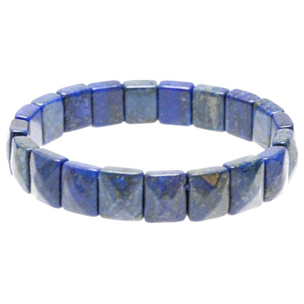Bracelet perles carrées facettées en lapis-lazuli. - Photo n°1