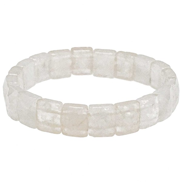 Bracelet perles carrées facettées en cristal de roche. - Photo n°1