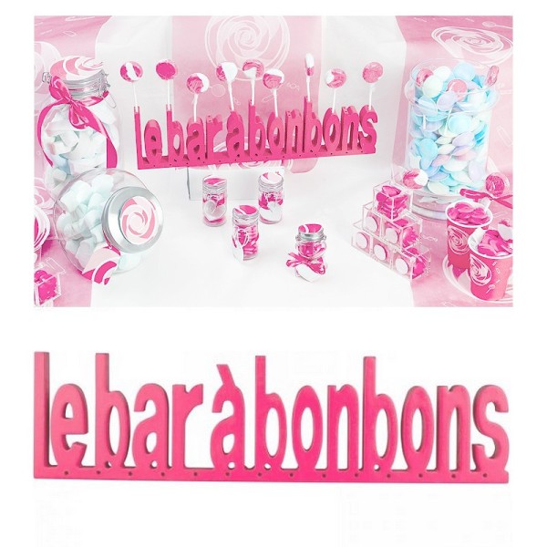 Bar à bonbons en Bois rose fuchsia, 44,5 x 12 cm, pour anniversaire, baby shower ou mariage - Photo n°1