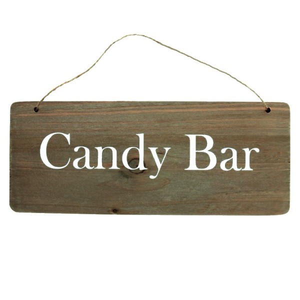 Pancarte Candy Bar en bois, 25 cm x 10 cm, bar à bonbons, anniversaire, baby shower, mariage vintage - Photo n°1