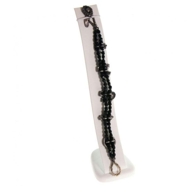 Porte bijoux support bracelet toboggan vertical large en simili cuir Blanc - Photo n°1