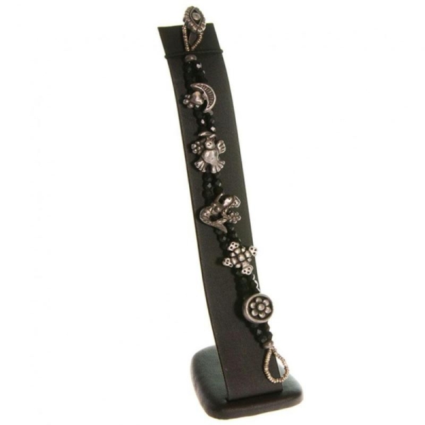 Porte bijoux support bracelet toboggan vertical large en simili cuir Noir - Photo n°1