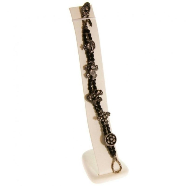 Porte bijoux support bracelet toboggan vertical large en simili cuir Beige - Photo n°1
