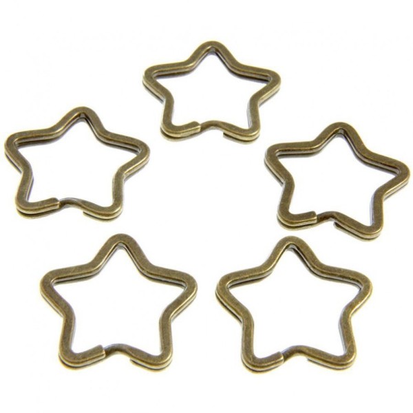 Accessoires création anneaux porte clé etoile (5 pièces) Bronze - Photo n°1