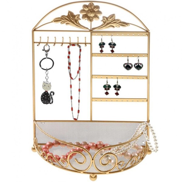Porte bijoux porte bijoux cadre mixte corbeille baroque avec panier Doré - Photo n°1