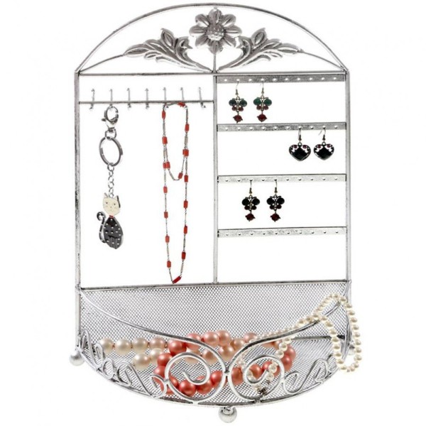 Porte bijoux porte bijoux cadre mixte corbeille baroque avec panier Gris patiné - Photo n°1